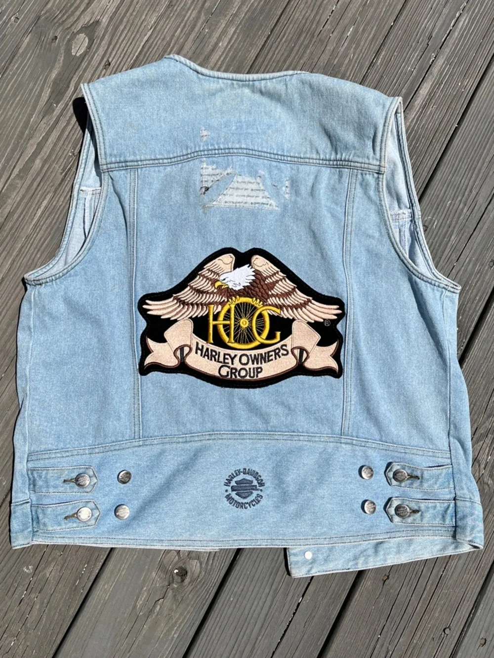 Vintage Harley-Davidson Denim Vest with Chest Logo